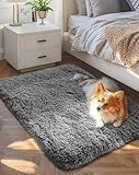 Ophanie Small Rug Upgrade Non Slip Throw Bedside Area Rugs, Fluffy Soft Grey Mini Bedroom Carpet, Affordable Door Entryway Indoor Inside Front Entrance Dog 2x3 Mat, Home Decor Aesthetic, Nursery