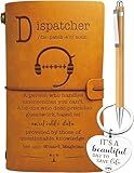 911 Dispatcher Gift for Women, Dispatcher Leather Journal 140 Pages Notebook, Dispatcher Keychain, Dispatcher Appreciation Week, Gift for Police Emergency Dispatcher Birthday Christmas Retirement