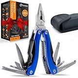 15-in-1 Multitool with Safety Lock, Stainless Steel Pocket Knife & Pliers, Compact EDC Multi Tool, Spring Loaded for Camping, Hiking, Fishing, Outdoors, Survival, Gift for Men, Dad, Husband, Boyfriend