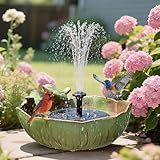 inanil Solar Fountain Ceramic Bird Bath for Outdoors Hummingbird Solar Bubbler Fountain with Ground Ceramic Bird Baths Bowl for Outside, Large Table Top Garden Décor for Patio, Yard & Home