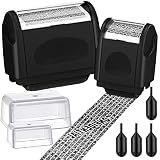 Nezyo 2 Pack Identity Protection Roller Stamp Identity Theft, Confidential, Privacy Roller Stamp Information Blocker and 4 Pack Refill Ink for ID Account Data Address Security(Black)