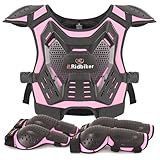 Kids Dirt Bike Gear Motocross Chest Protector Motorcycle Protective Gear Armor Vest Knee Guards Elbow Pads Dirt Bike Riding Gear for Baby Biker ATV (Pink)