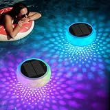 VICHTOP Solar Floating Pool Lights, RGB Color Float Pool Lights, IP68 Waterproof, Pool Decor Lighting Accessories for Inground, Above Ground Pools, Outdoor, Garden
