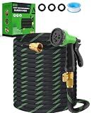 100ft Garden Hose，Non-Expandable Water Hose with 8 Function Spray Nozzle, Burst-Resistant，Kink-Free，Lightweight，Durable & Flexible 3/4" Garden Hose for Gardening, Yard，Lawn, Car Washing