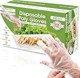 Keppi 600 Pack Disposable Food Prep Gloves – Clear Polyethylene, Latex-Free, BPA-Free, Powder-Free – Bulk Kitchen Cooking, Catering, BBQ, Baking, Restaurant, Food Handling & Serving Gloves