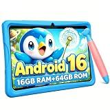 2026 Upgraded TABWEE Kids Tablet 10 Inch, Latest Android 16 Tablet for Kids Ages 6-12, 16GB RAM 64GB ROM (Expandable 2TB), HD Eye-Care Display, Parental Control, WiFi, Kid-Proof Case & Stylus Included