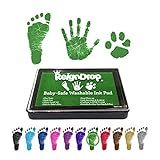 ReignDrop Ink Pad For Baby Footprint & Handprint - Creates Impressive Long Lasting Keepsake Stamp for Infant & Kids. Smudge Proof, Easy to Wipe Off Skin, Safe Gentle Acid Free(Green)