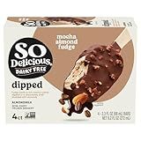 So Delicious Dairy Free Almond Milk Dipped Frozen Dessert Bar, Mocha Almond Fudge, Vegan, Non-GMO Project Verified, 4 Count (Pack of 1)
