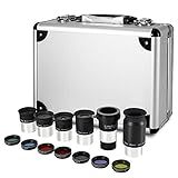 CelticBird 13 Piece Telescope Accessory Kit - 1.25" Telescope Eyepiece and Filter Set with a Sturdy Carry Case - 5pcs Plossl Telescope Eyepieces - 2X Barlow Lens - 7pcs Filters