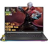 ASUS ROG Strix G18 G814 Gaming Laptop 18" 2.5k (2560x1600) 240Hz (100% DCI-P3) AMD 16-core Ryzen 9 9955HX (>i9-14900HX) 32GB DDR5 1TB SSD GeForce RTX 5070 RGB Backlit FHD Camera Win11 ICP Hub