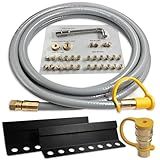 5249 5395 Natural Gas Conversion Kit for Blackstone Grill 28" 30" 36" Griddle, Propane to Natural Gas Conversion Kit with Wind Guards for Blackstone Replacement Parts, 10 FT, 3/8" ID Natural Gas Hose