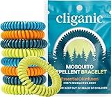 Cliganic 10 Pack Mosquito Repellent Bracelets for Adults & Kids - Natural DEET-Free Bands, Individually Wrapped