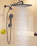 Veken 11.8" Rain Shower Head with Handheld, High Pressure Handheld Shower Heads with Multi Spray Modes, Rainfall Combo with 15" Metal Extension Arm,Detachable Dual Shower, Long 6 ft. Hose,Matte Black