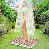 Outdoor Shower Pool Garden Shower with Adjustable Water Flow Height with Foot Wheel for Adults Showering and Water Play Non-Slip Portable Camping Pool Sauna Shower Outdoor Sprinkler(28” x 22”)