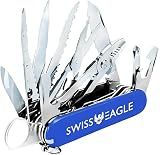 Swiss Eagle 30-in-1 Classic Pocket House Hold & Campaign Tool, Premium Multi Tool Pocket Tool with Blade, Scissor, Screwdriver, Plier, Magnifying Glass, Tweezer for Christmas Gifts - Blue