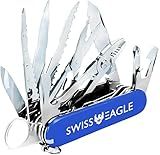 Swiss Eagle 30-in-1 Classic Pocket House Hold & Campaign Tool, Premium Multi Tool Pocket Tool with Blade, Scissor, Screwdriver, Plier, Magnifying Glass, Tweezer for Christmas Gifts - Blue
