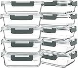 KOMUEE 10 Packs 30 oz Glass Meal Prep Containers with Lids