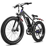 Qlife Racer Plus Adult Electric Bicycle, Peak 1200W Motor Electric Bike for Adults, Up to 28MPH 65Miles, 26" Fat Tire Electric Mountain Bike with 48V 13AH Battery, 7 Speed E Bike, Black