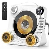 Desktop CD Player Bluetooth with HiFi Dual Speaker, CD Player for Home with Remote Control,Dust Cover,LCD Display,Sleep Timer,EQ Sound,USB/AUX/3.5mm Earphone Jack,Kids,Gift