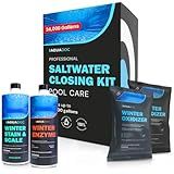 AquaDoc Pool Winterizing Kit for Saltwater Pools - Treats Up to 24,000 Gallons - Pool Closing Kit for Above Ground and Inground Pools - Includes Enzyme, Stain and Scale, Oxidizer for Salt Pools