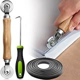 Screen Repair kit, Screen Roller Tool, Steel Roller with Bear+32ft Screen Spline+Removal Hook, 3 in 1 Window Screen Door Repair Kit,for Installing Door Window Mesh