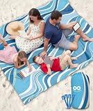 Everlasting Comfort Large Beach Blanket Waterproof & Sandproof - 80" x 80"/ 6.7ft x 6.7ft - Lightweight Picnic Mat, Camping Necessities for 4 People - Accessories for Outdoor Festivals - Blue