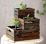 TIMRIS Set of 3 Rustic Distressed Wood Nesting Crates, Farmhouse Decorative Wooden Storage Boxes, Large Vintage Reclaimed Wood Baskets for Display (Random)