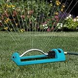 Lawn Sprinkler, 18 Brass Nozzles Garden Water Oscillating Sprinkler for Yard Covers up to 3,600 sq.ft, Heavy Weight Base, Built-in Spray Jet Cleaning Needle