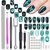 WOKOTO 38Pcs Nail Art Cat Eye Magnet For Nails Gel Polish Magnets Pens For Cat Eye Nail Art Tools Gradient Ombre Design Mini Cube Blocks Cylinder Nail Magnet Magnetic Sticks Tools For Women Nails