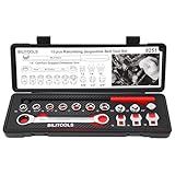 BILITOOLS 15-Piece Universal Serpentine Belt Tool Set,Belt Tensioner Tool Kit with Ratcheting Wrench, Crowfoot Wrenches, Socket Adapters.19 mm and 7/8'' ratchet drive.