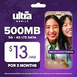 Ultra Mobile 500MB Prepaid SIM Kit, 3-Month Plan on the T-Mobile 5G Network