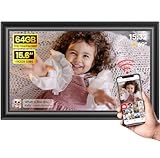 64GB 15.6" Frameo Digital Picture Frame WiFi, Large Electronic Photo Frames 1920 x 1080 IPS FHD Touch Screen, Send Photos from Your Phone from Anywhere, Best Gifts for Parents and Grandparents