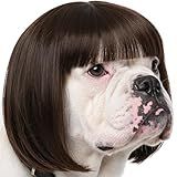 Funny Dog Wig for Small Medium Large Dogs with Adjustable Elastic Bands, Trimmable Pet Costume Cat Cosplay Decoration for Halloween, Christmas, Parties