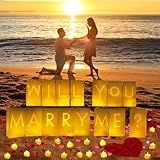 Will You Marry Me Light Up Letters Luminary Bags, Marry Me Sign Banner, Romantic Proposal Decoration Kit with 30PC Bright LED Candles and 2000PC Fake Rose Petals