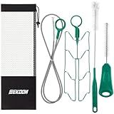 4 Pcs Set Reservoirs Backpack Accessories Hydration Bladder Cleaning Kit with Flexible Long Brush for Hose, Small Bite Valve and Big Brush, Drying Collapsible Bladder Frame, Carrying Pouch (Green)