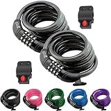 Lumintrail 4 Feet Bike Locks 2 Pack Heavy Duty Anti Theft with Combinations - Bike Cable Lock with Mounting Bracket (2 Pack, Black)