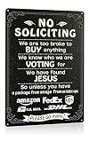 Funny No Soliciting Metal Sign 8x12 Inch Please Go Away Vintage Plaque