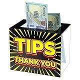 Lemecima Tip Jar Acrylic Tip Box for Bartender Bars 6 x 4 x 5 Inch Tip Collection Box Donation Suggestion Box Money Storage Container for Restaurants Musicians Driver