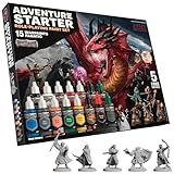 The Army Painter, GameMaster: Adventure Starter Role-playing Paint Set, 15 x 18ml Warpaints Fanatic Acrylic paints, incl. a Brush-On Primer, 5 FREE Miniatures & 1 Brush - For Warhammer & Dnd