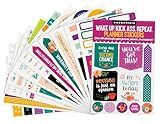 Essentials Planner Stickers -- Wake Up Kick Ass Repeat (Set of 150 Stickers)