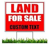 Custom Land For Sale Yard Sign 18 x 24 Inch or 24 x 36 inch, Double Sided, Weatherproof, Includes Metal Stake HS002 (24in x 18in)