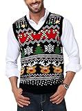Mens Christmas Sweaters Xmas V Neck Snowflake Knit Vest Snowflake Daily Wear Winter Sweater L