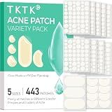 TKTK 443 Count Pimple Patches for Face, Hydrocolloid Acne Cover Patch Bulk