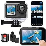 icefox i7 Action Camera 4K 60FPS 30MP with 2X 2150mAh Batteries, Underwater Camera with 5X Zoom, EIS, Powered by Snappro App,Support Video&Photo Editing,Waterproof, WiFi Remote Control