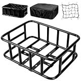 SAMRELAX Bike Basket Rear, Large Bicycle Basket with Cargo Net, Liner and Waterproof Cover for Electirc Bike, Ebike and Bikes, Large Capacity Wire Bakset