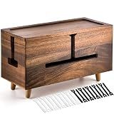 Brown Wood Large Cable Management Box for Power Strip and Cord Hideaway
