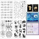 GLOBLELAND 4 Sheets Tarot Cards Clear Stamps for Card Making 12 Zodiac Signs Silicone Clear Stamp Seals Magic Cat Divination Transparent Stamps for DIY Scrapbooking Journals Decorative Photo Album