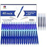 ChicRosa 40 Pack Blue Gel Pens, Retractable Medium Point Gel Ink Pens Smooth Writing for School Office Home, Comfort Grip(20 Pens with 20 Refills) (Blue) (Blue)