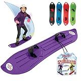 The Original Geospace Sledsterz Kids Beginner Snowboard for Winter Fun on Snow, with Adjustable Step-in Bindings; for Kids Between 4 to 12 Years Old (Purple)
