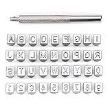 OwnMy Capital Letters and Numbers Stamp Set, 1/4” / 6mm Alphabet Stamp Tools Set Leather Craft Stamping Tools Leather Art Craft Tool (6mm - 36pcs)